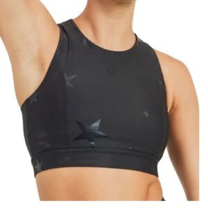 Bare Athletics Black Foil Star Print Sports Bra Small